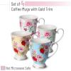 imageBTaT Large Coffee Mugs 12 oz Set of 6 Floral Mugs Porcelain Bone China Tea Mug Coffee Cups SetSet of 4