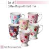 imageBTaT Large Coffee Mugs 12 oz Set of 6 Floral Mugs Porcelain Bone China Tea Mug Coffee Cups SetSet of 6