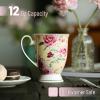 imageBTaT Large Coffee Mugs 12 oz Set of 6 Floral Mugs Porcelain Bone China Tea Mug Coffee Cups SetSet of 6