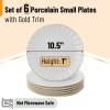 imageBTaT Porcelain Dinner Plates With Gold Trim 105 Inch Set of 6 White Plate Set Bulk105 inch