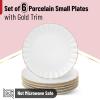 imageBTaT Porcelain Dinner Plates With Gold Trim 105 Inch Set of 6 White Plate Set Bulk8 inch