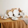 imageBTaT Porcelain Dinner Plates With Gold Trim 105 Inch Set of 6 White Plate Set Bulk8 inch