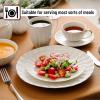 imageBTaT Porcelain Dinner Plates With Gold Trim 105 Inch Set of 6 White Plate Set Bulk8 inch