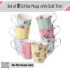 imageBTaT Royal Coffee Mugs 12 oz Set of 8 Porcelain Bone China Tea Mug Large Coffee Mugs for Coffee Cups Set Tea Cups
