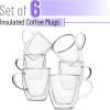 imageBTaT Small Espresso Cups Demitasse Cups Set of 6 20 oz 60 ml Double Wall Glass Coffee Mugs Cappuccino Cups Latte Cups Clear Tea CupClear
