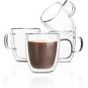 imageBTaT Small Espresso Cups Demitasse Cups Set of 6 20 oz 60 ml Double Wall Glass Coffee Mugs Cappuccino Cups Latte Cups Clear Tea CupClear