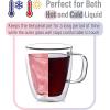 imageBTaT Small Espresso Cups Demitasse Cups Set of 6 20 oz 60 ml Double Wall Glass Coffee Mugs Cappuccino Cups Latte Cups Clear Tea CupClear