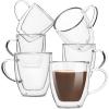imageBTaT Small Espresso Cups Demitasse Cups Set of 6 20 oz 60 ml Double Wall Glass Coffee Mugs Cappuccino Cups Latte Cups Clear Tea CupClear