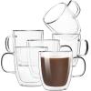 imageBTaT Small Espresso Cups Demitasse Cups Set of 6 20 oz 60 ml Double Wall Glass Coffee Mugs Cappuccino Cups Latte Cups Clear Tea CupClear