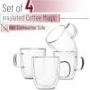 imageBTaT Small Espresso Cups Demitasse Cups Set of 6 20 oz 60 ml Double Wall Glass Coffee Mugs Cappuccino Cups Latte Cups Clear Tea CupClear