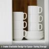 imageBTaT Stackable Tea Cups and Saucers White Set of 6 8 oz Cappuccino Cups Coffee Cups White Tea Cup Set British Coffee Cups Porcelain Tea Set Latte Cups