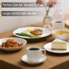 imageBTaT Stackable Tea Cups and Saucers White Set of 6 8 oz Cappuccino Cups Coffee Cups White Tea Cup Set British Coffee Cups Porcelain Tea Set Latte Cups