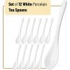 imageBrew To A Tea  Set of 12 White Porcelain Tea Spoons Modern Design Dishwasher ampamp Microwave Safe