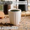 imageBrew To A Tea  White Porcelain Coffee Mugs with Gold Rim Set of 12 12oz Modern Wedding MugsSet of 12