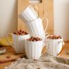 imageBrew To A Tea  White Porcelain Coffee Mugs with Gold Rim Set of 12 12oz Modern Wedding MugsSet of 12