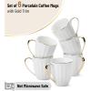 imageBrew To A Tea  White Porcelain Coffee Mugs with Gold Rim Set of 12 12oz Modern Wedding MugsSet of 6