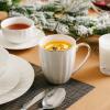 imageBrew To A Tea  White Porcelain Coffee Mugs with Gold Rim Set of 12 12oz Modern Wedding MugsSet of 6