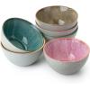 imageBrew To A Tea BTaT  Colorful Ceramic Cereal Bowls 29 Oz 6 Pack Microwave Safe Snack ampamp Oatmeal BowlsMatte White