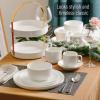 imageBrew To A Tea White Dessert Plates Set of 12 8quot Round Classic Style Porcelain Construction Dessert PlatesWhite