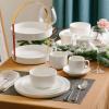 imageBrew To A Tea White Dessert Plates Set of 12 8quot Round Classic Style Porcelain Construction Dessert PlatesWhite
