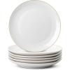 imageBrew To A Tea White Porcelain Dinner Plates Set of 6 105 Inch Classic Style Porcelain Construction Dinner PlatesWhite with Gold rim