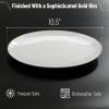 imageBrew To A Tea White Porcelain Dinner Plates Set of 6 105 Inch Classic Style Porcelain Construction Dinner PlatesWhite with Gold rim