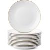 imageBrew To A Tea White Porcelain Dinner Plates Set of 6 105 Inch Classic Style Porcelain Construction Dinner PlatesWhite with Gold rim