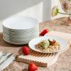 imageBrew To A Tea White Porcelain Dinner Plates Set of 6 105 Inch Classic Style Porcelain Construction Dinner PlatesWhite with Gold rim