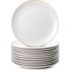 imageBrew To A Tea White Porcelain Dinner Plates Set of 6 105 Inch Classic Style Porcelain Construction Dinner PlatesWhite with Gold rim