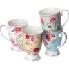 imageBTaT Large Coffee Mugs 12 oz Set of 6 Floral Mugs Porcelain Bone China Tea Mug Coffee Cups SetSet of 4