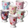 imageBTaT Large Coffee Mugs 12 oz Set of 6 Floral Mugs Porcelain Bone China Tea Mug Coffee Cups SetSet of 6