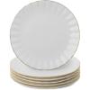 imageBTaT Porcelain Dinner Plates With Gold Trim 105 Inch Set of 6 White Plate Set Bulk105 inch