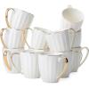 imageBrew To A Tea  White Porcelain Coffee Mugs with Gold Rim Set of 12 12oz Modern Wedding MugsSet of 12