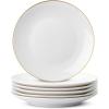 imageBrew To A Tea White Porcelain Dinner Plates Set of 6 105 Inch Classic Style Porcelain Construction Dinner PlatesWhite with Gold rim