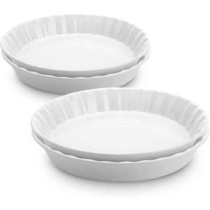 imageBTAT Ceramic Pie Dish 4 Pcs 105quot and 95quot White Pie Pans for Baking Deep Dish Pie Plate Deep Dish Pie Pan Deep Pie Dish for Baking Pie Plates for Baking Deep Pie Dish Pie Baking Dish4 pcs  105 and 95