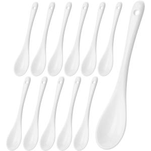 imageBrew To A Tea  Set of 12 White Porcelain Tea Spoons Modern Design Dishwasher ampamp Microwave Safe
