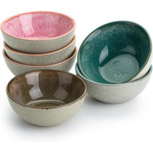 imageBrew To A Tea BTaT  Colorful Ceramic Cereal Bowls 29 Oz 6 Pack Microwave Safe Snack ampamp Oatmeal BowlsMatte White
