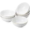 imageBTaT Soup Bowls Set of 6 16 Ounces White Porcelain with Gold Trim Bowls for Kitchen Kitchen Bowls Salad Bowls White Bowls White Cereal Bowls Breakfast Bowls Bowl Set