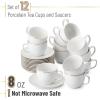imageBTaT Porcelain Tea Cups and Saucers  6oz Black Set of 6 AdultsWhite with gold trim