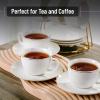 imageBTaT Porcelain Tea Cups and Saucers  6oz Black Set of 6 AdultsWhite with gold trim