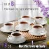 imageBTaT Porcelain Tea Cups and Saucers  6oz Black Set of 6 AdultsWhite with gold trim