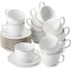 imageBTaT Porcelain Tea Cups and Saucers  6oz Black Set of 6 AdultsWhite with gold trim