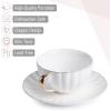 imageBTaT White Tea Cups and Saucers Set of 6 7 oz Porcelain White Tea Cup Set with Golden Trim Design Dishwasher SafeWhite