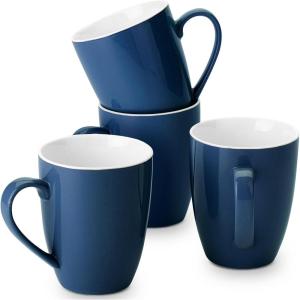 imageBrew To A Tea  Gray Fine Bone China Porcelain Coffee Mugs Set of 4 16 oz EachBlue