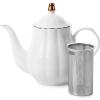 imageBTaT Classic tea set 13 pcs Tea Cups 7oz Tea Pot with Stainless Steel Infuser 32oz Creamer and Sugar Set Porcelain Tea Set White Tea Set Tea Pot Sets with Cups