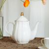 imageBTaT Classic tea set 13 pcs Tea Cups 7oz Tea Pot with Stainless Steel Infuser 32oz Creamer and Sugar Set Porcelain Tea Set White Tea Set Tea Pot Sets with Cups