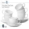 imageBTaT Tea Cups and Saucers with Gold Trim Set of 6 7oz White Porcelain Tea CupsDaisy White