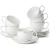 imageBTaT Tea Cups and Saucers with Gold Trim Set of 6 7oz White Porcelain Tea CupsDaisy White with gold trim