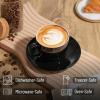 imageBTaT Tea Cups and Saucers Set of 12 8oz Black Porcelain Tea Set for Adults Cappuccino CupsBlack