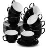 imageBTaT Tea Cups and Saucers Set of 12 8oz Black Porcelain Tea Set for Adults Cappuccino CupsBlack